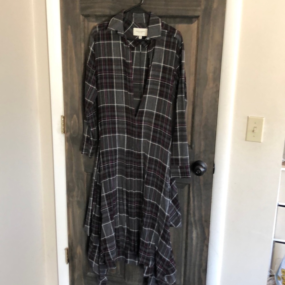 Public School Asymmetrical Plaid Dress - Black and White
